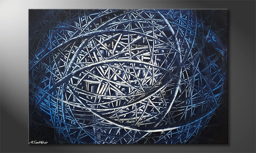 Hand painted painting Blue Moon 120x80cm