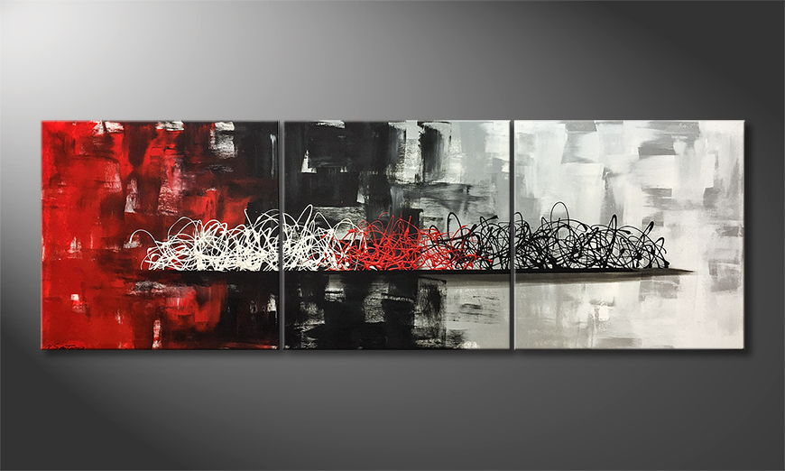 Hand painted painting Clash Of Moments 210x70cm