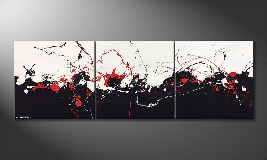 Hand painted painting Clashing Contrasts 210x70cm