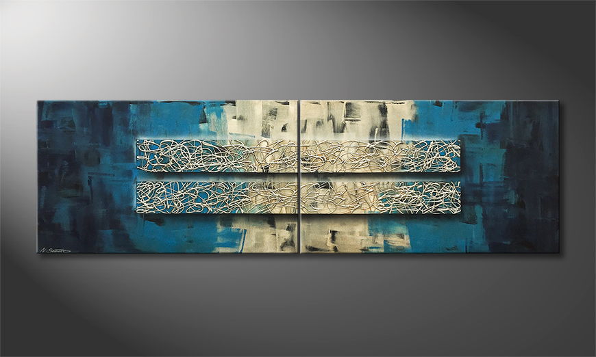 Hand painted painting Clear Minds 200x60cm