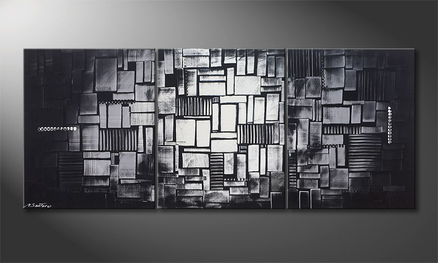 Hand painted painting Cubic Moonshine 180x70cm