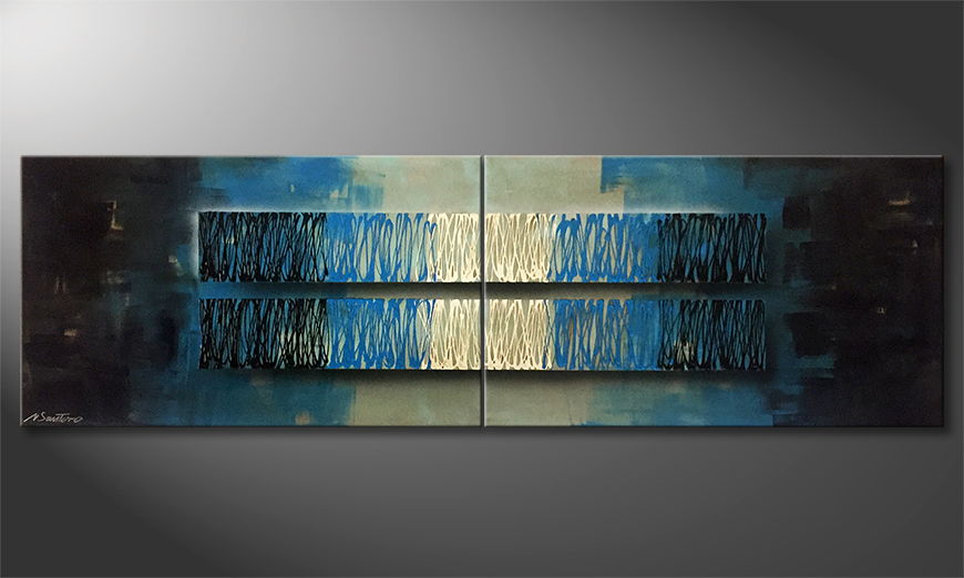Hand painted painting Deep Water 200x60cm