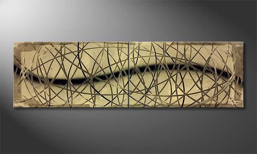 Hand painted painting Dune 240x70x2cm