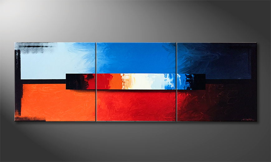 Hand painted painting Fire And Ice 210x70cm