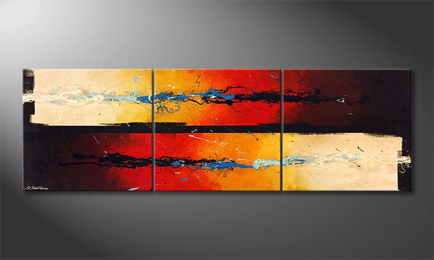 Hand painted painting Fire Watch 210x70cm