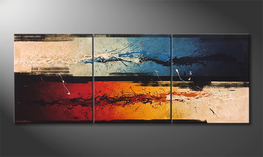 Hand painted painting Fire vs Ice 180x70cm