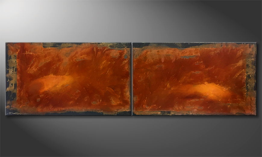 Hand painted painting Glowing Steel 200x60cm