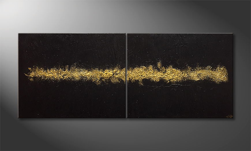 Hand painted painting Gold Vein 200x80cm