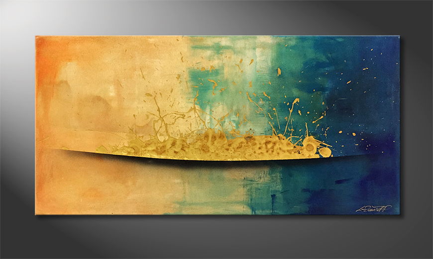 Hand painted painting Golden Dawn 120x60cm