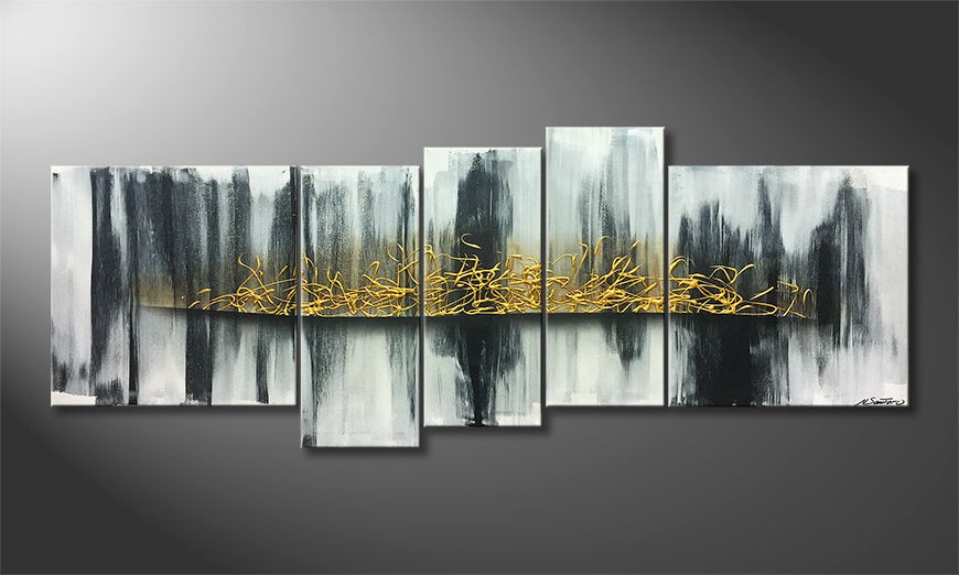 Hand painted painting Golden Future 210x80cm