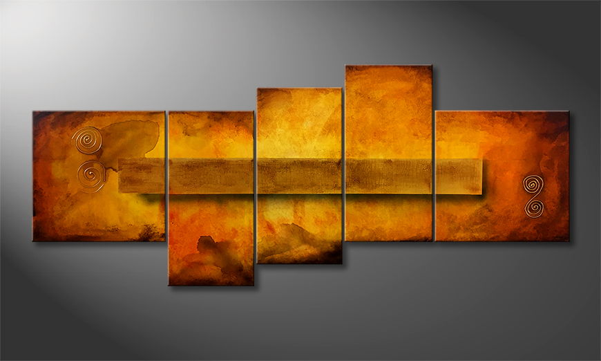Hand painted painting Golden Heat 240x100cm