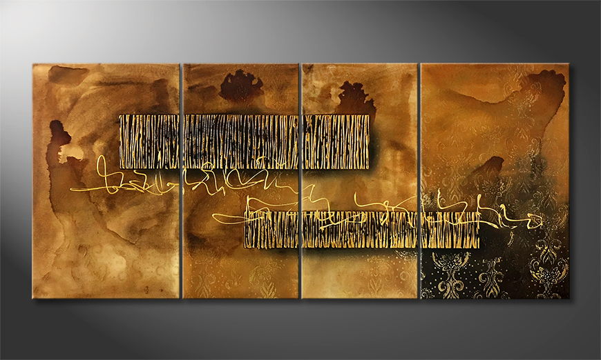 Hand painted painting Golden Land 180x80cm