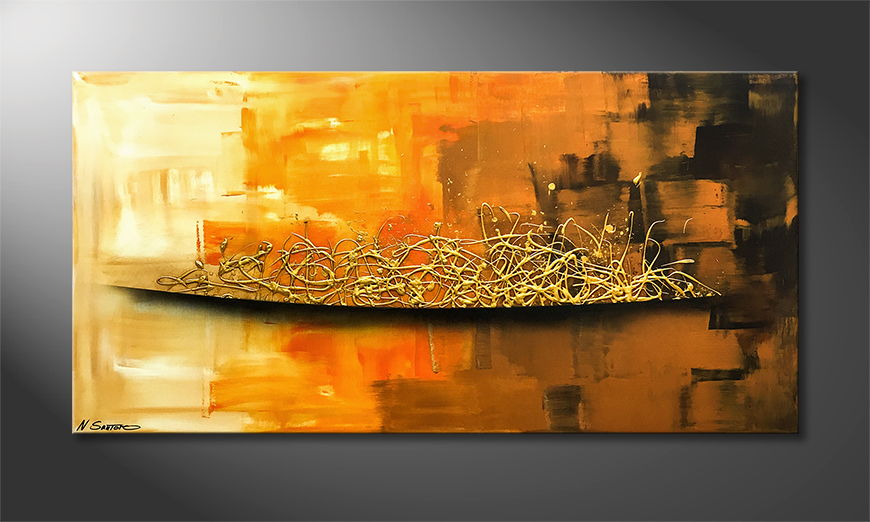 Hand painted painting Golden Morning 120x60cm