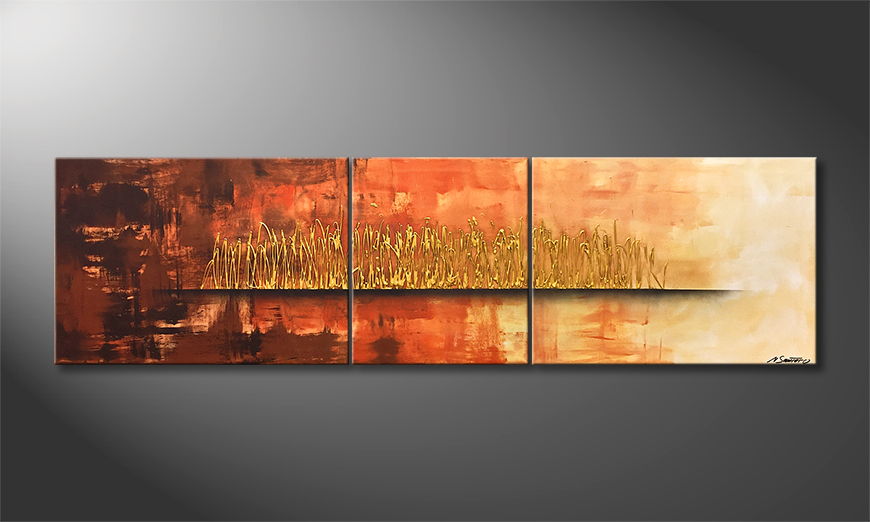Hand painted painting Golden Night 210x60cm
