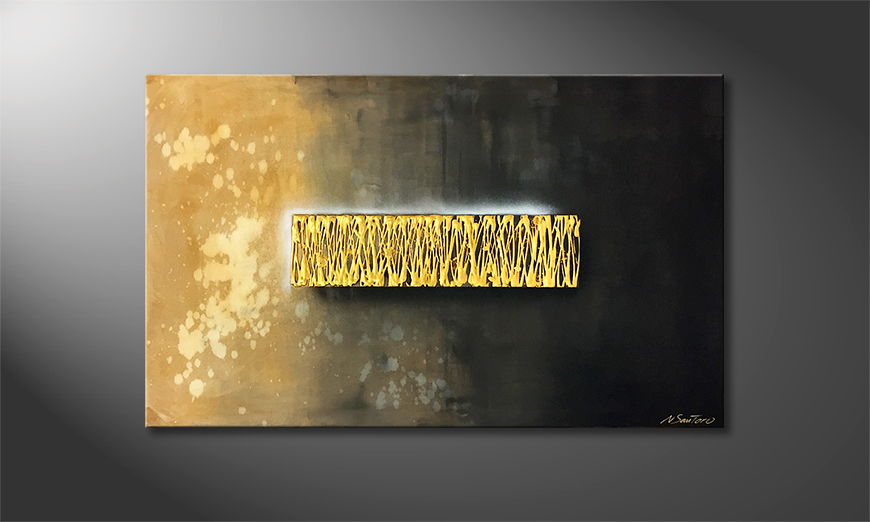 Hand painted painting Golden Reflection 120x75cm