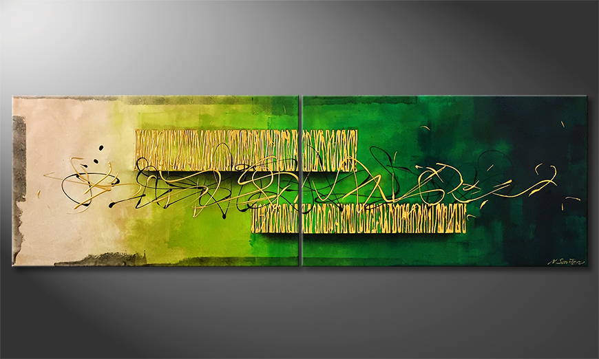 Hand painted painting Golden Tone 200x60cm
