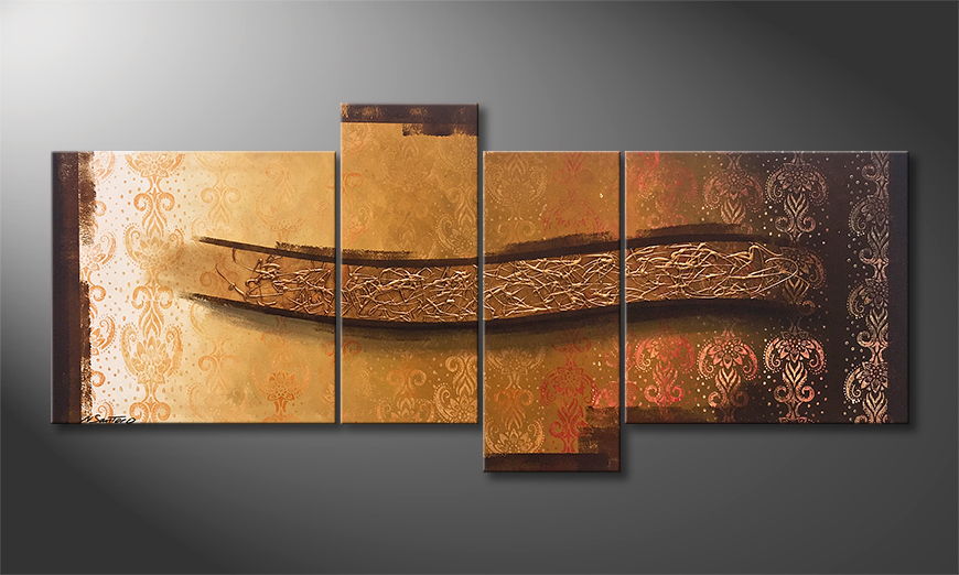 Hand painted painting Golden Wing 180x80cm