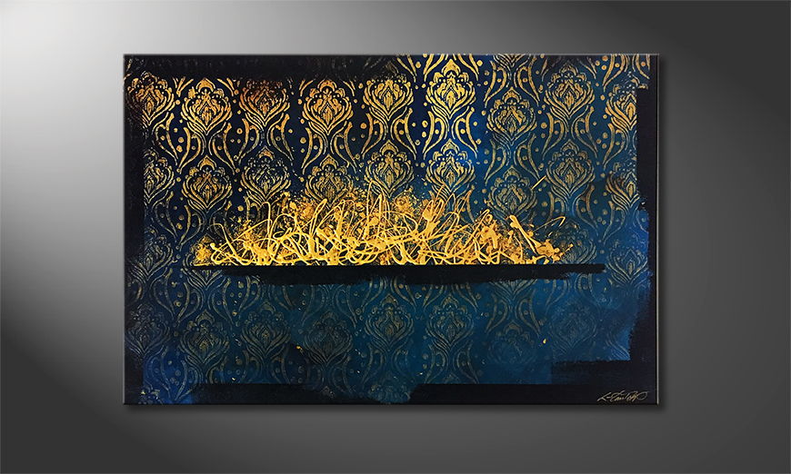 Hand painted painting Golden Wish 120x80cm