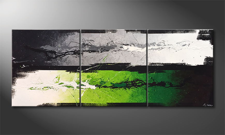 Hand painted painting Green Dimension 180x70cm