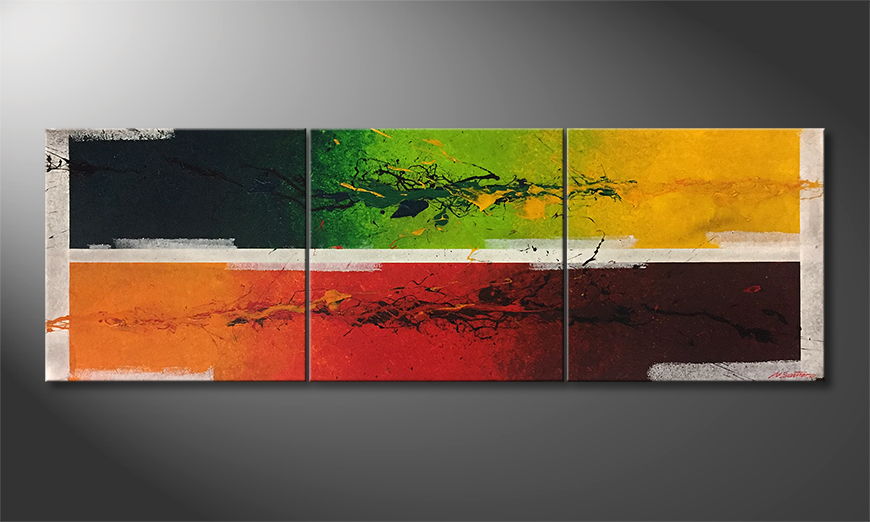 Hand painted painting Inflammable Nature 210x70cm