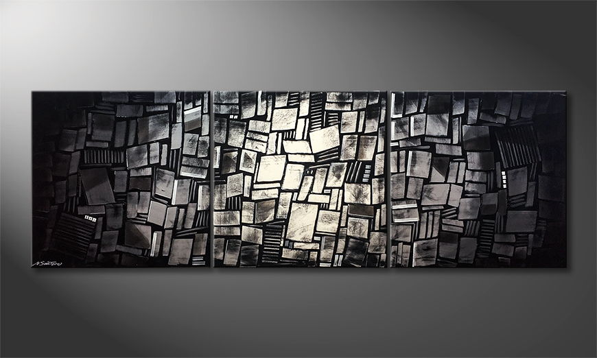 Hand painted painting Inner City 240x80cm