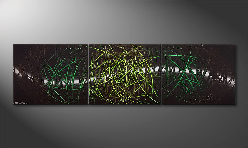 Hand painted painting Jungle Moonlight 180x60cm