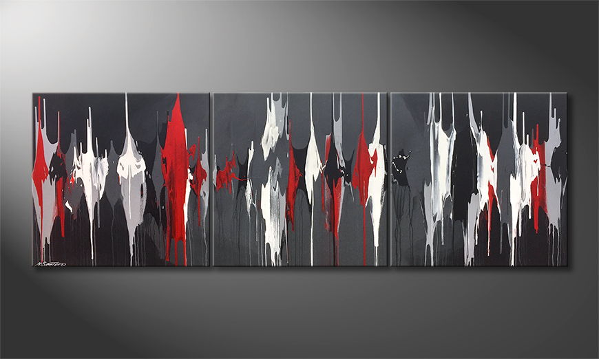 Hand painted painting Liquid Contrast 210x70cm