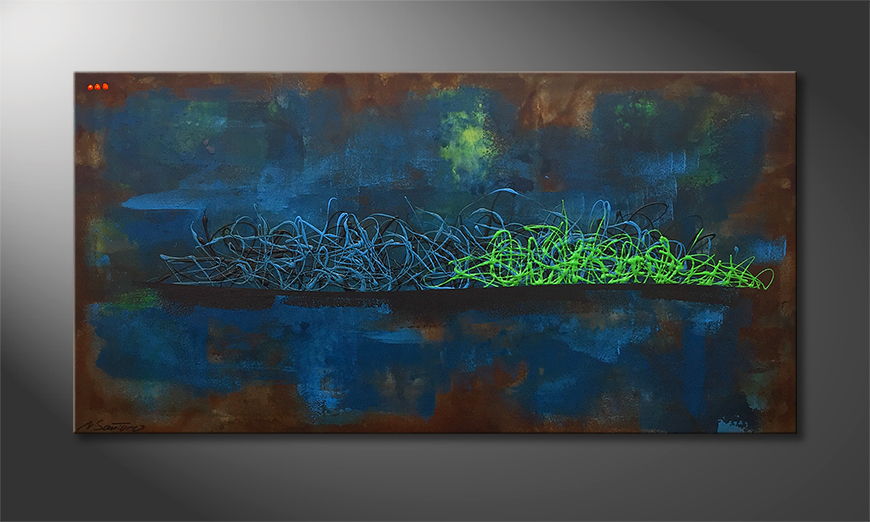 Hand painted painting Living Water 140x70cm