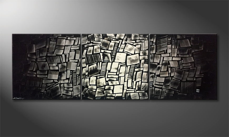 Hand painted painting Lost Stones 240x80cm