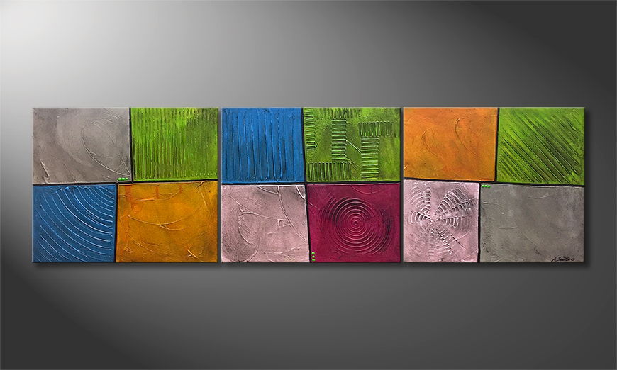 Hand painted painting Mind Garden 210x60cm