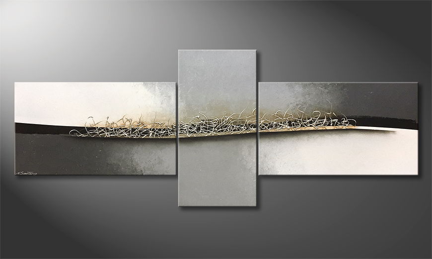 Hand painted painting Moving Silver 250x100cm