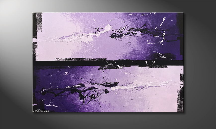 Hand painted painting Purple Moment 120x80cm