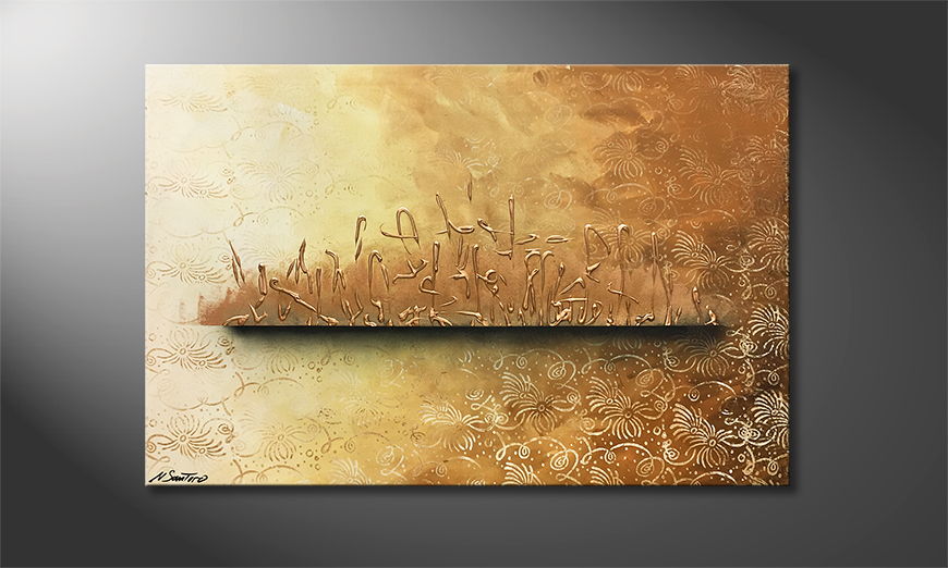 Hand painted painting Quiet Copper 120x80cm