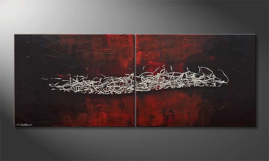 Hand painted painting Raging Silver 180x70cm