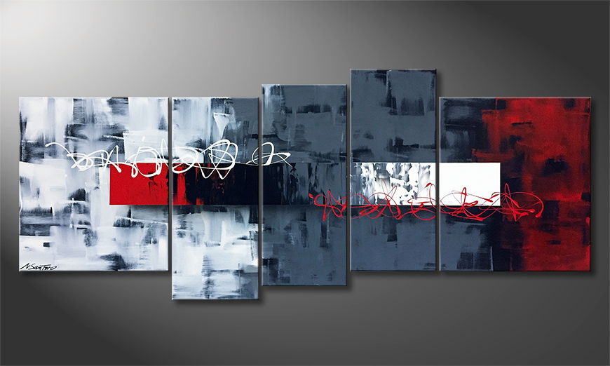 Hand painted painting Red Change 190x80cm
