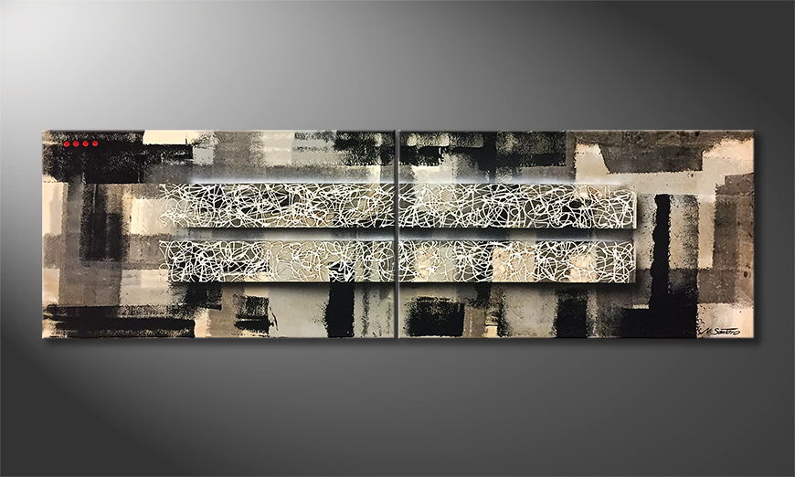 Hand painted painting Shadow Connection 200x60cm