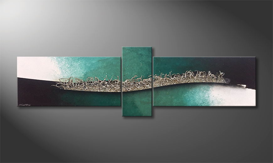 Hand painted painting The Wave 230x70cm