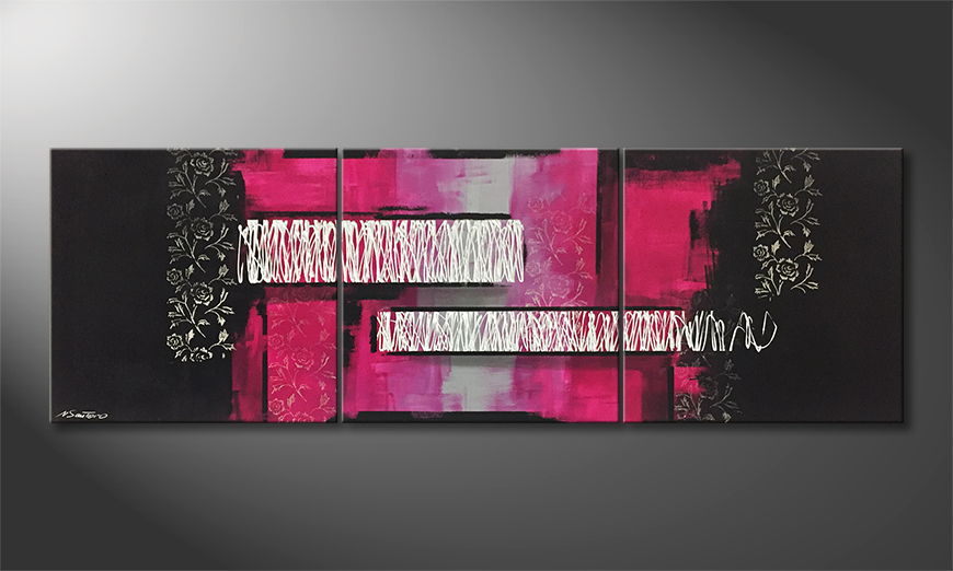 Hand painted painting Think Pink 210x70cm