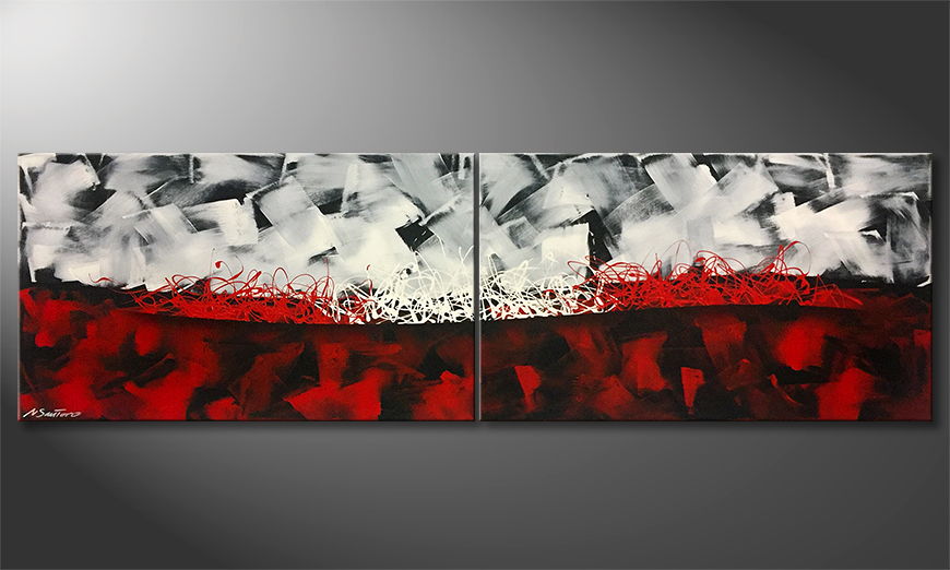 Hand painted painting Up And Down 200x60cm