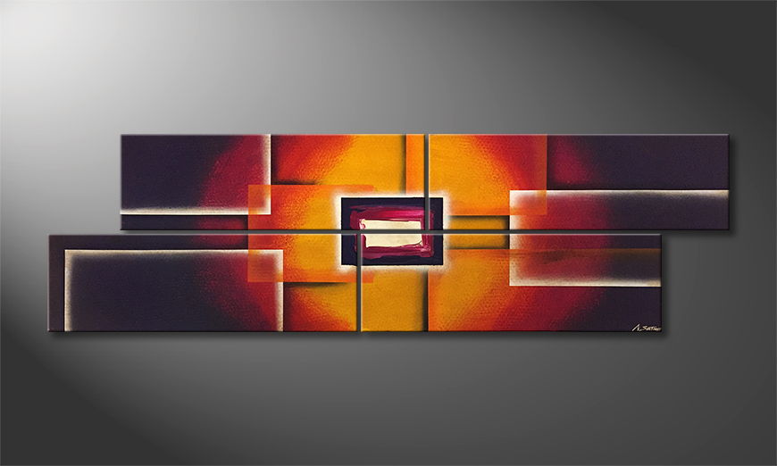 Living room painting Abstract Sun 200x60cm