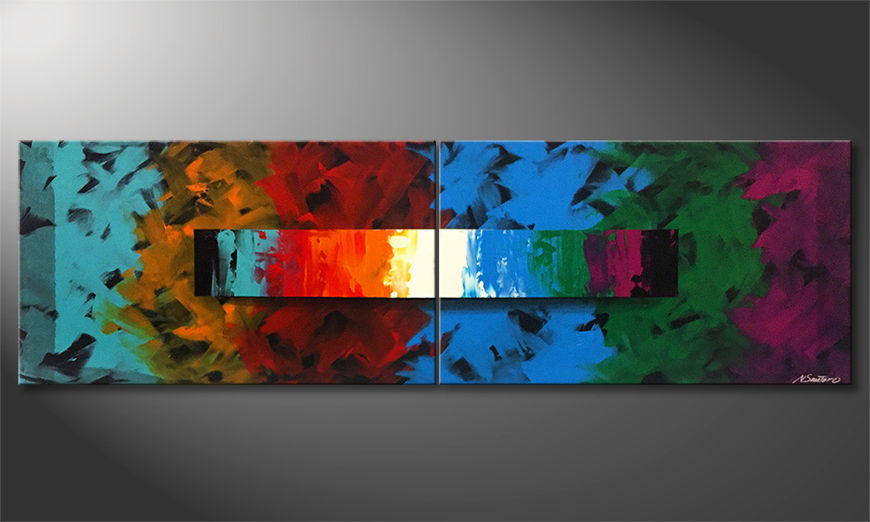 Living room painting Colour Fire 200x60cm