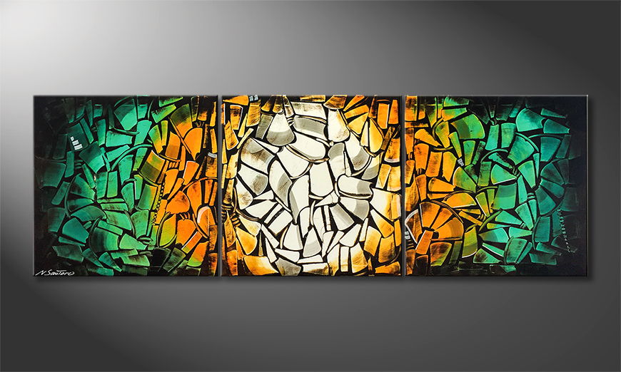 Living room painting Dancing Cubes 210x70cm