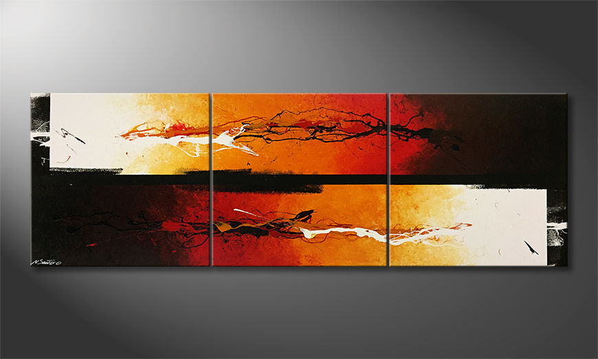 Living room painting Double Fire 210x70cm