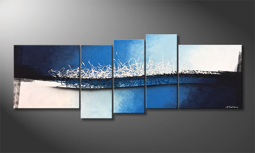 Living room painting Enlightened Wave 210x80cm