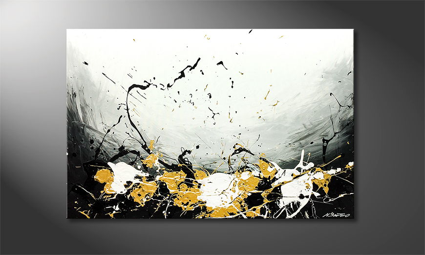 Living room painting Erupted Gold 120x80cm