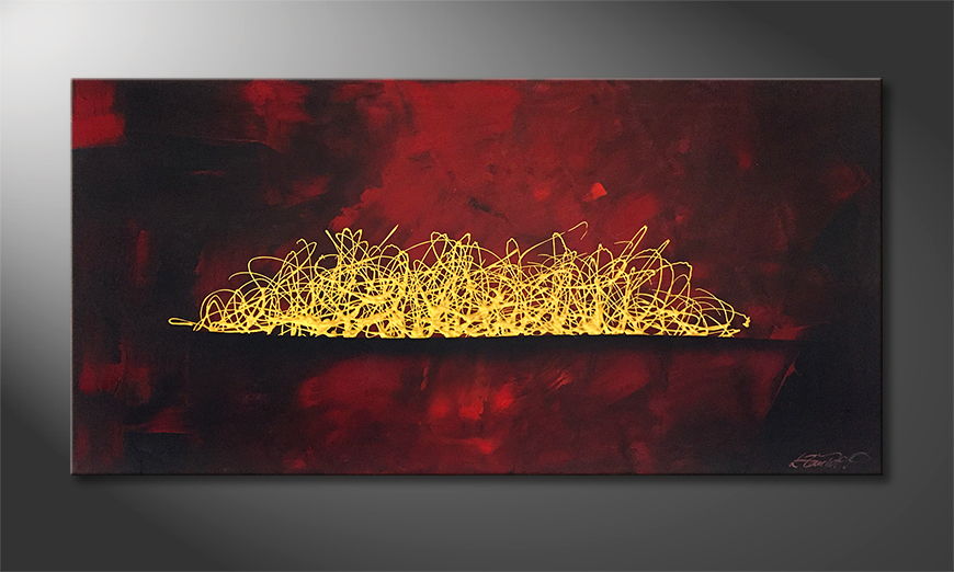 Living room painting Glowing Gold 120x60cm