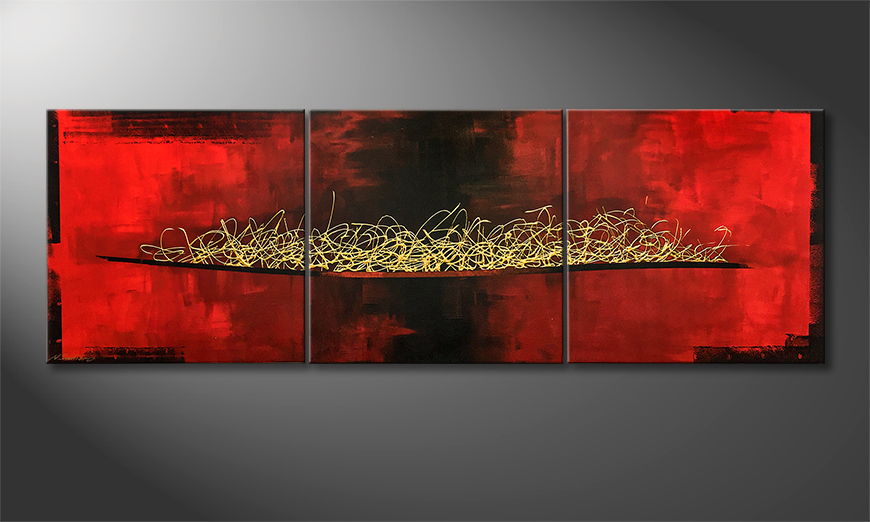 Living room painting Golden Message 210x70cm