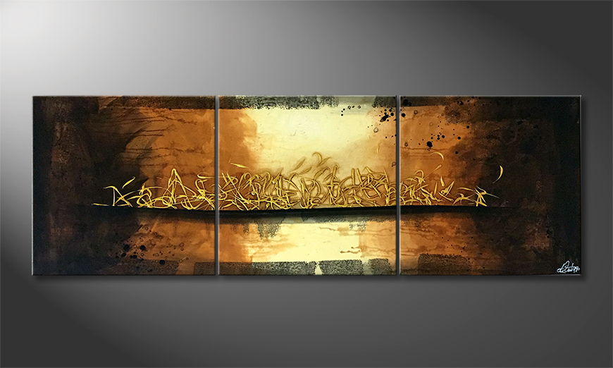 Living room painting Mystery Gold 180x60cm
