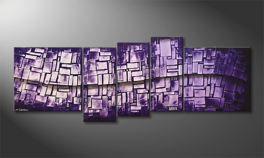 Living room painting Purple Stones 210x80cm