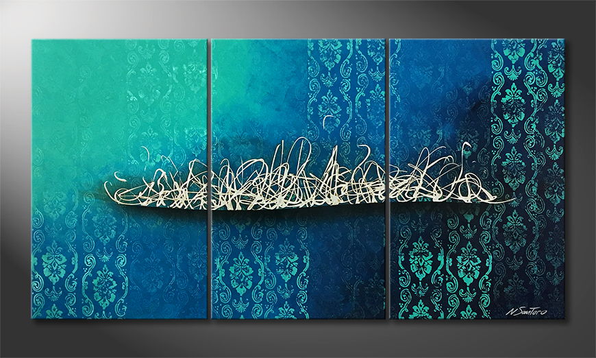Living room painting Silver Wave 150x80cm
